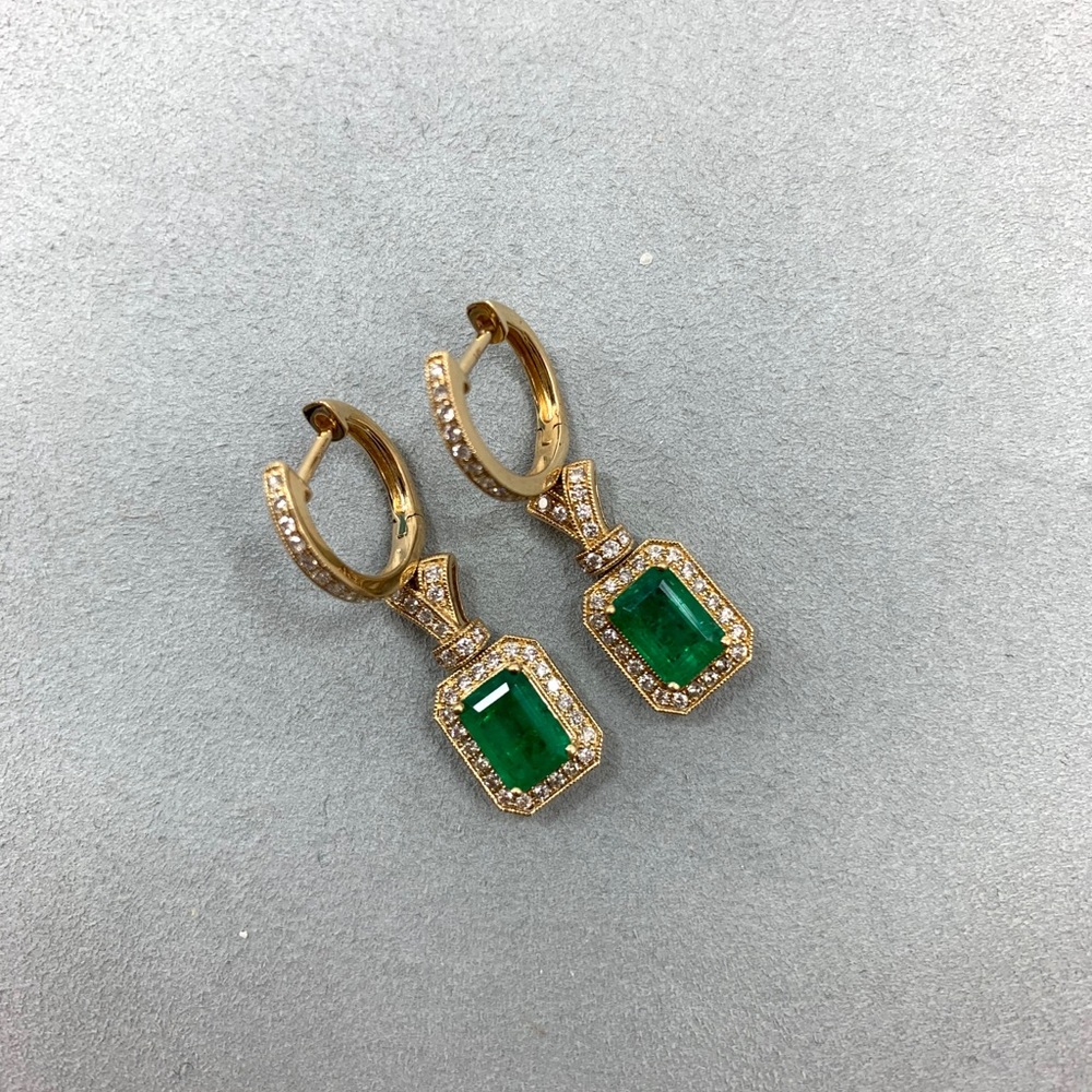 Diamond and Emerald Earrings